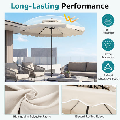 10 FT Solar LED Patio Umbrella, Beige Outdoor Umbrellas at Gallery Canada