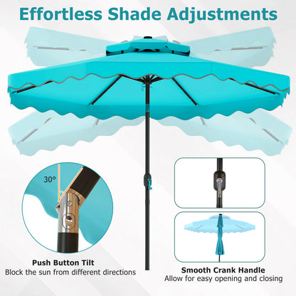 10 FT Solar LED Patio Umbrella, Turquoise Outdoor Umbrellas at Gallery Canada