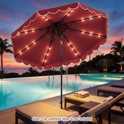 10 FT Solar LED Patio Umbrella, Red Outdoor Umbrellas at Gallery Canada