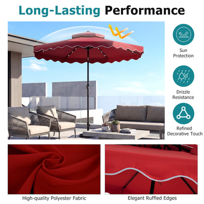 10 FT Solar LED Patio Umbrella, Red Outdoor Umbrellas at Gallery Canada