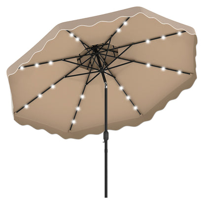 10 FT Solar LED Patio Umbrella, Brown Outdoor Umbrellas at Gallery Canada