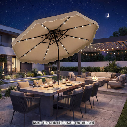 10 FT Solar LED Patio Umbrella, Brown Outdoor Umbrellas at Gallery Canada