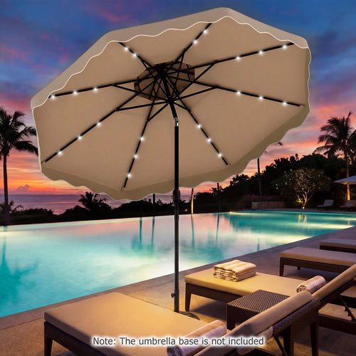 10 FT Solar LED Patio Umbrella, Brown