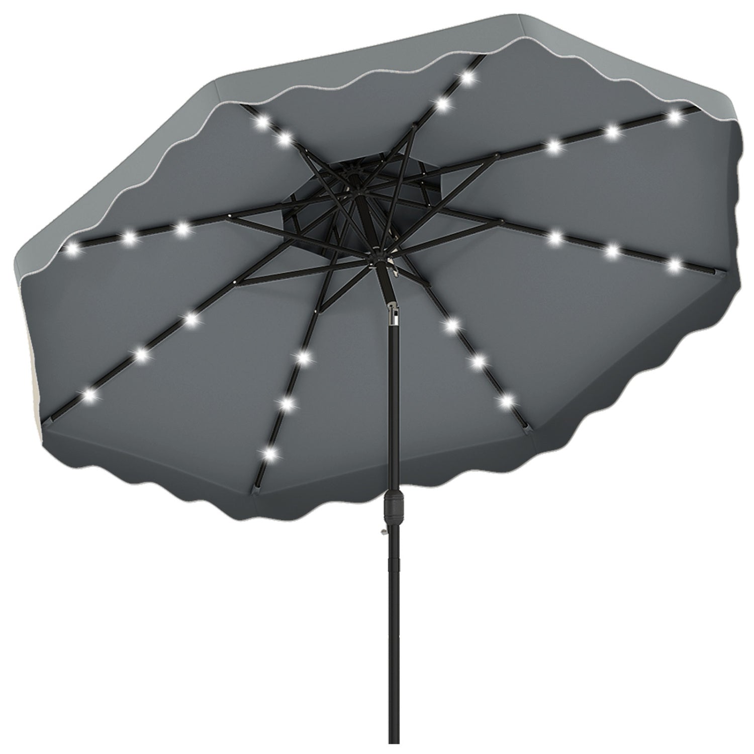 10 FT Solar LED Patio Umbrella, Gray Outdoor Umbrellas at Gallery Canada