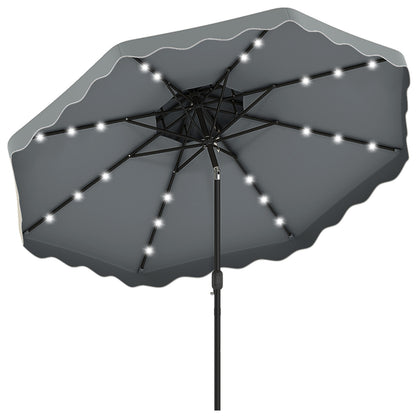 10 FT Solar LED Patio Umbrella, Gray Outdoor Umbrellas at Gallery Canada