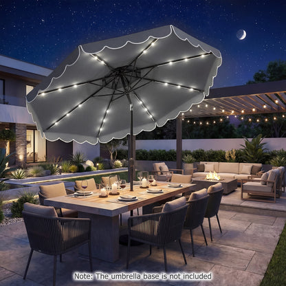 10 FT Solar LED Patio Umbrella, Gray Outdoor Umbrellas at Gallery Canada