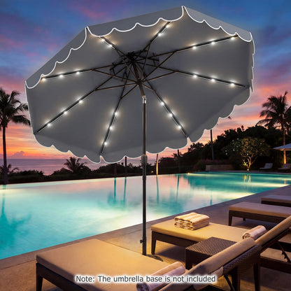 10 FT Solar LED Patio Umbrella, Gray Outdoor Umbrellas at Gallery Canada