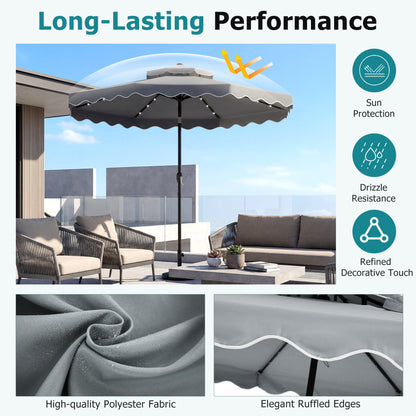 10 FT Solar LED Patio Umbrella, Gray Outdoor Umbrellas at Gallery Canada