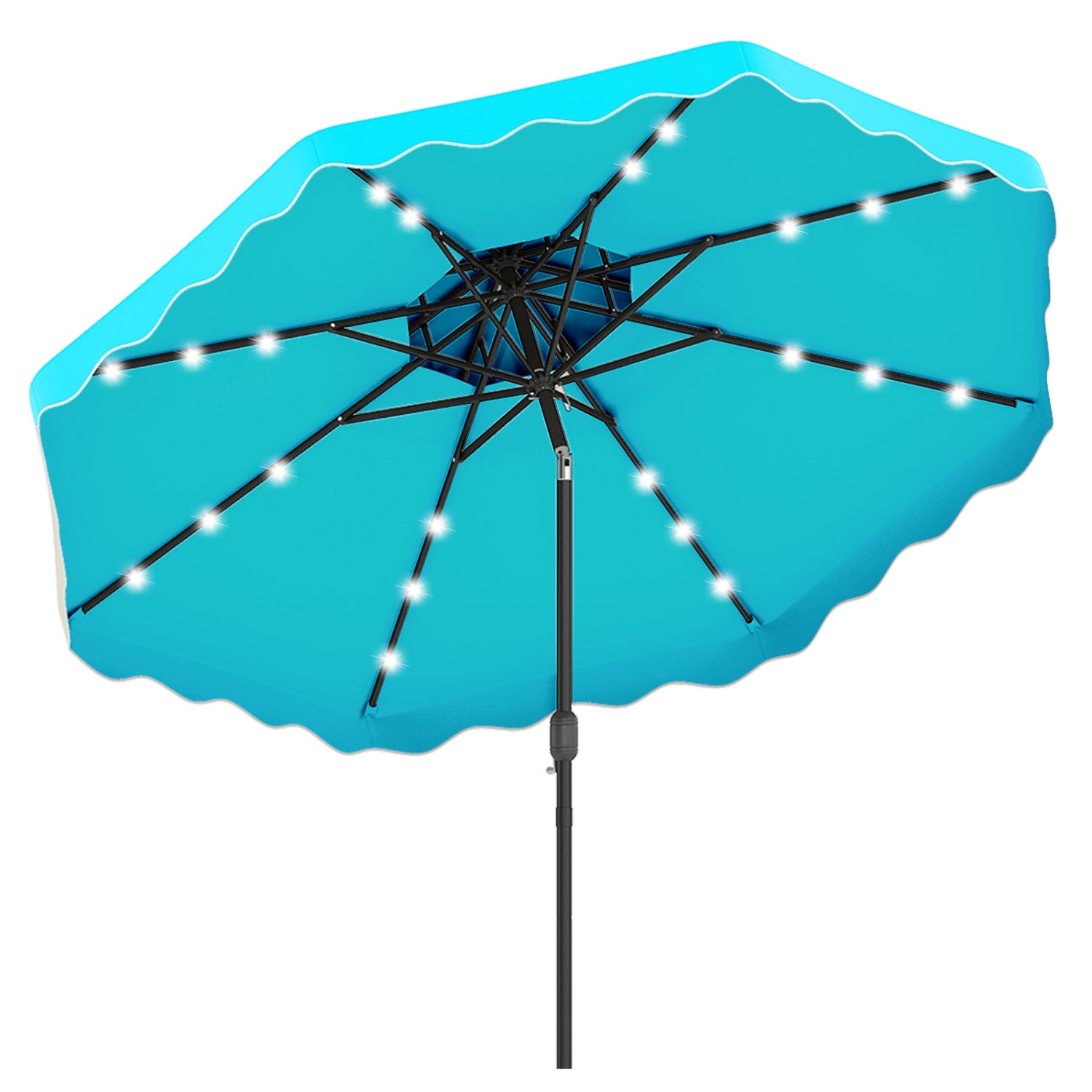 10 FT Solar LED Patio Umbrella, Turquoise Outdoor Umbrellas at Gallery Canada