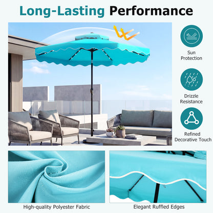 10 FT Solar LED Patio Umbrella, Turquoise Outdoor Umbrellas at Gallery Canada