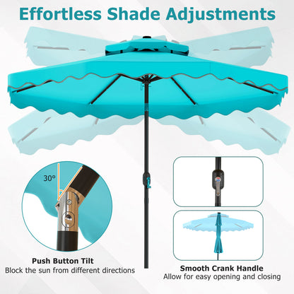 10 FT Solar LED Patio Umbrella, Turquoise Outdoor Umbrellas at Gallery Canada