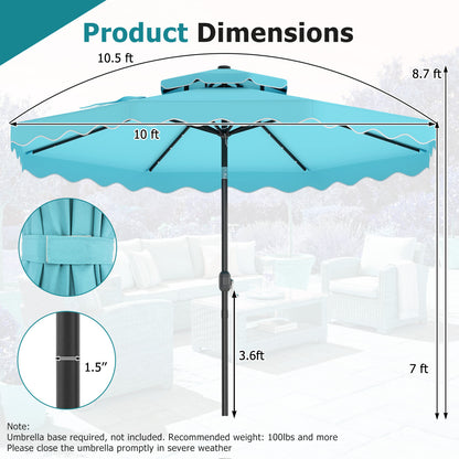 10 FT Solar LED Patio Umbrella, Turquoise Outdoor Umbrellas at Gallery Canada