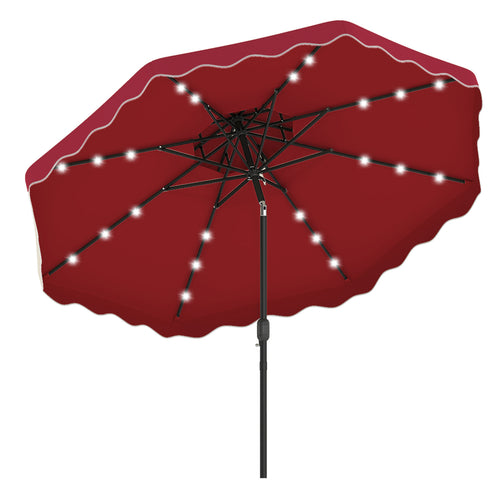 10 FT Solar LED Patio Umbrella, Red