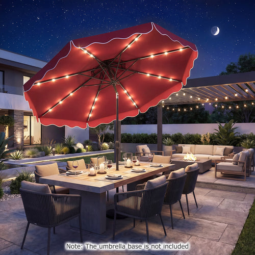 10 FT Solar LED Patio Umbrella, Red