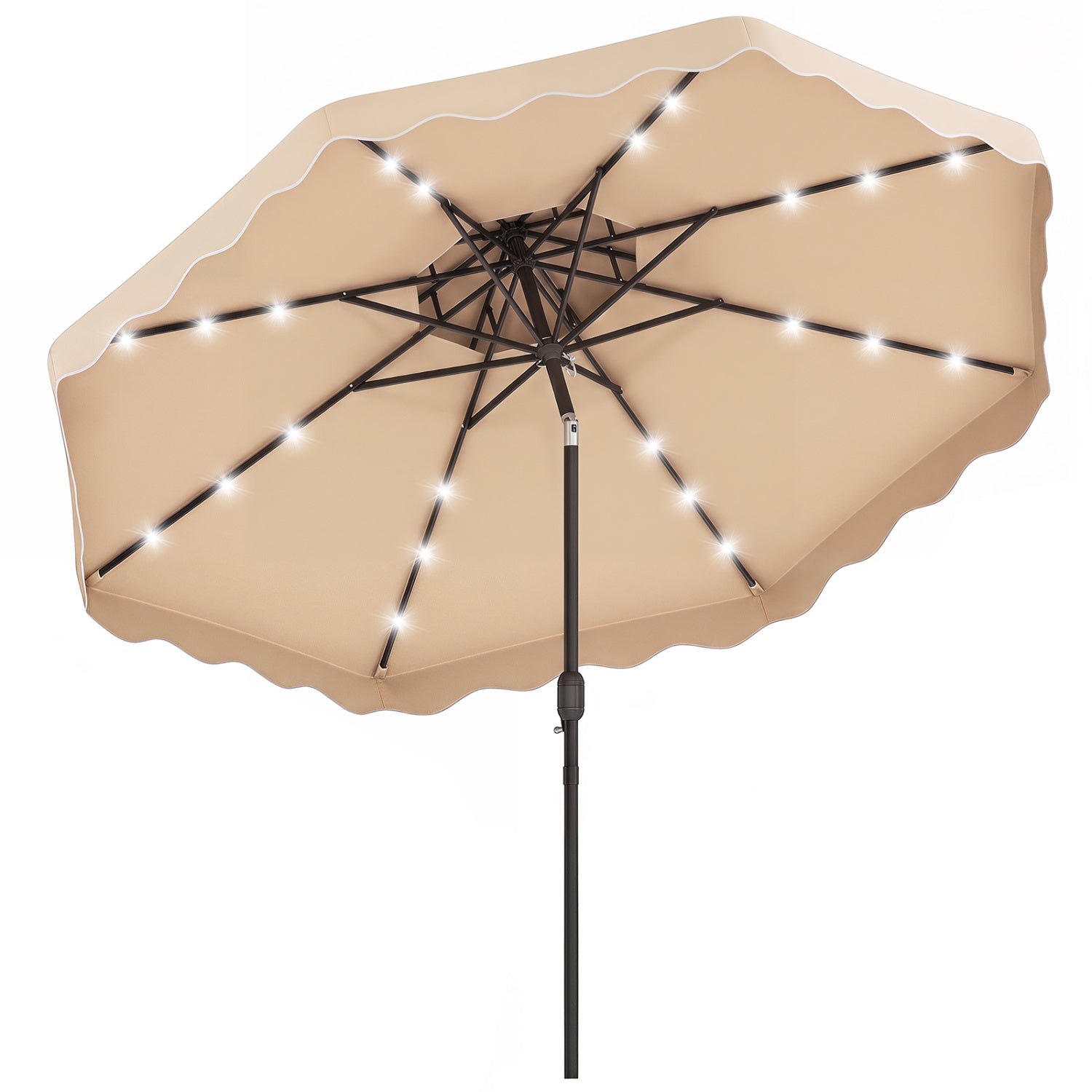 10 FT Solar LED Patio Umbrella, Beige Outdoor Umbrellas at Gallery Canada