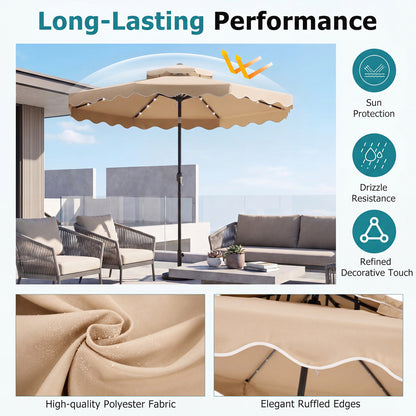 10 FT Solar LED Patio Umbrella, Beige Outdoor Umbrellas at Gallery Canada