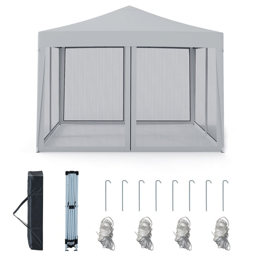 10 FT x 10 FT Pop-Up Canopy Tent Easy Setup Instant Folding Shelter with Mesh Netting, Beige