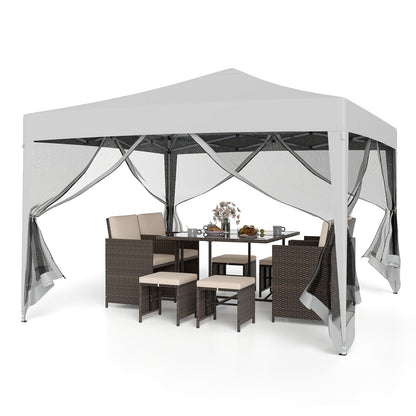 10 FT x 10 FT Pop-Up Canopy Tent, Easy Setup, Mesh Netting, Beige Canopies at Gallery Canada