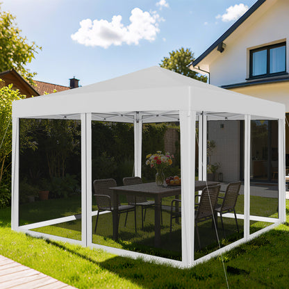 10 FT x 10 FT Pop-Up Canopy Tent, Easy Setup, Mesh Netting, Beige Canopies at Gallery Canada