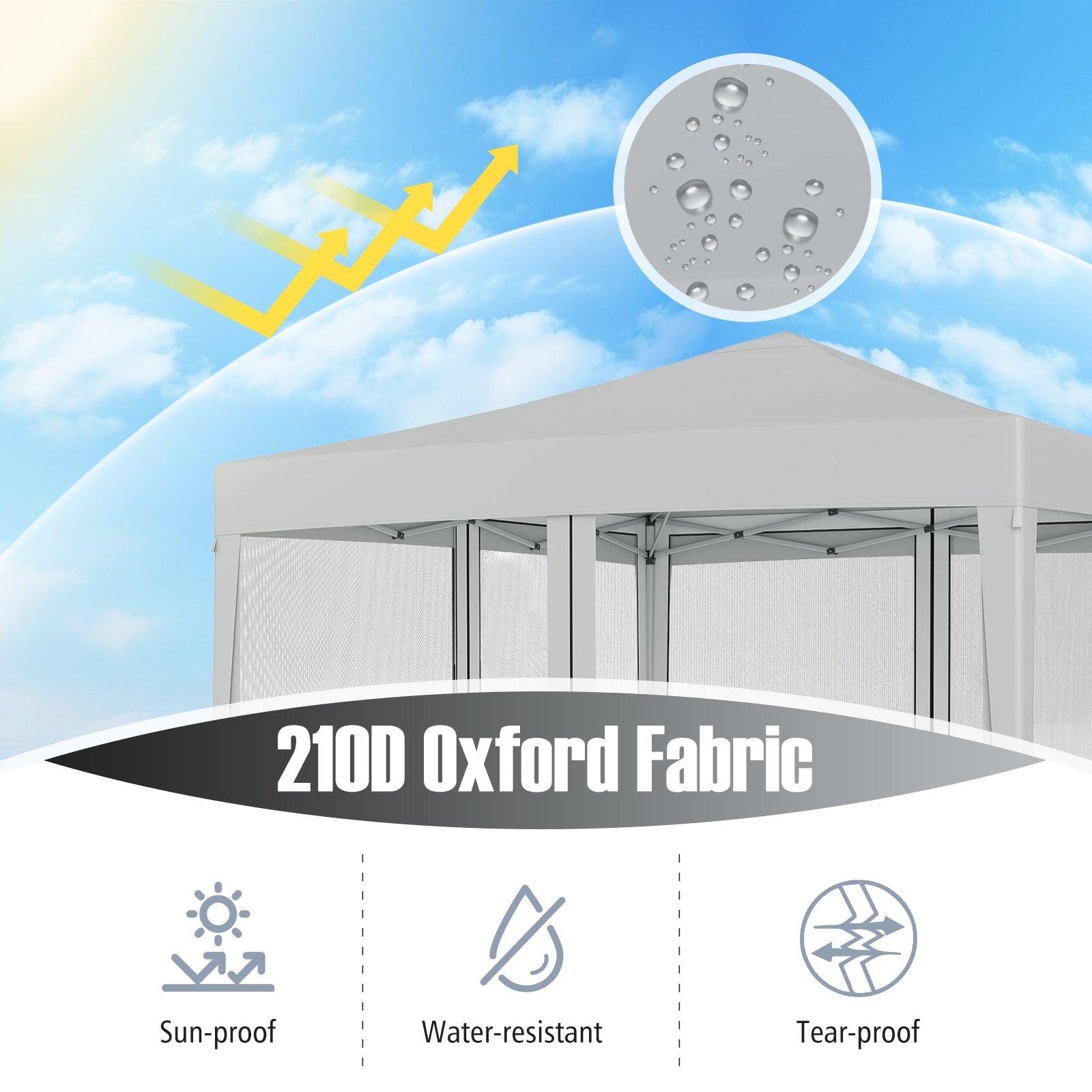 10 FT x 10 FT Pop-Up Canopy Tent, Easy Setup, Mesh Netting, Beige Canopies at Gallery Canada