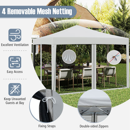 10 FT x 10 FT Pop-Up Canopy Tent, Easy Setup, Mesh Netting, Beige Canopies at Gallery Canada