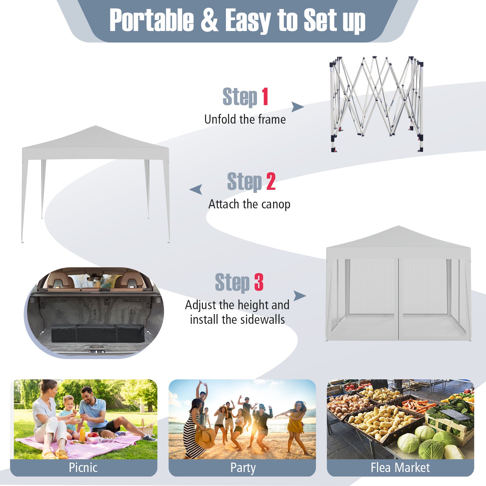 10 FT x 10 FT Pop-Up Canopy Tent, Easy Setup, Mesh Netting, Beige Canopies at Gallery Canada