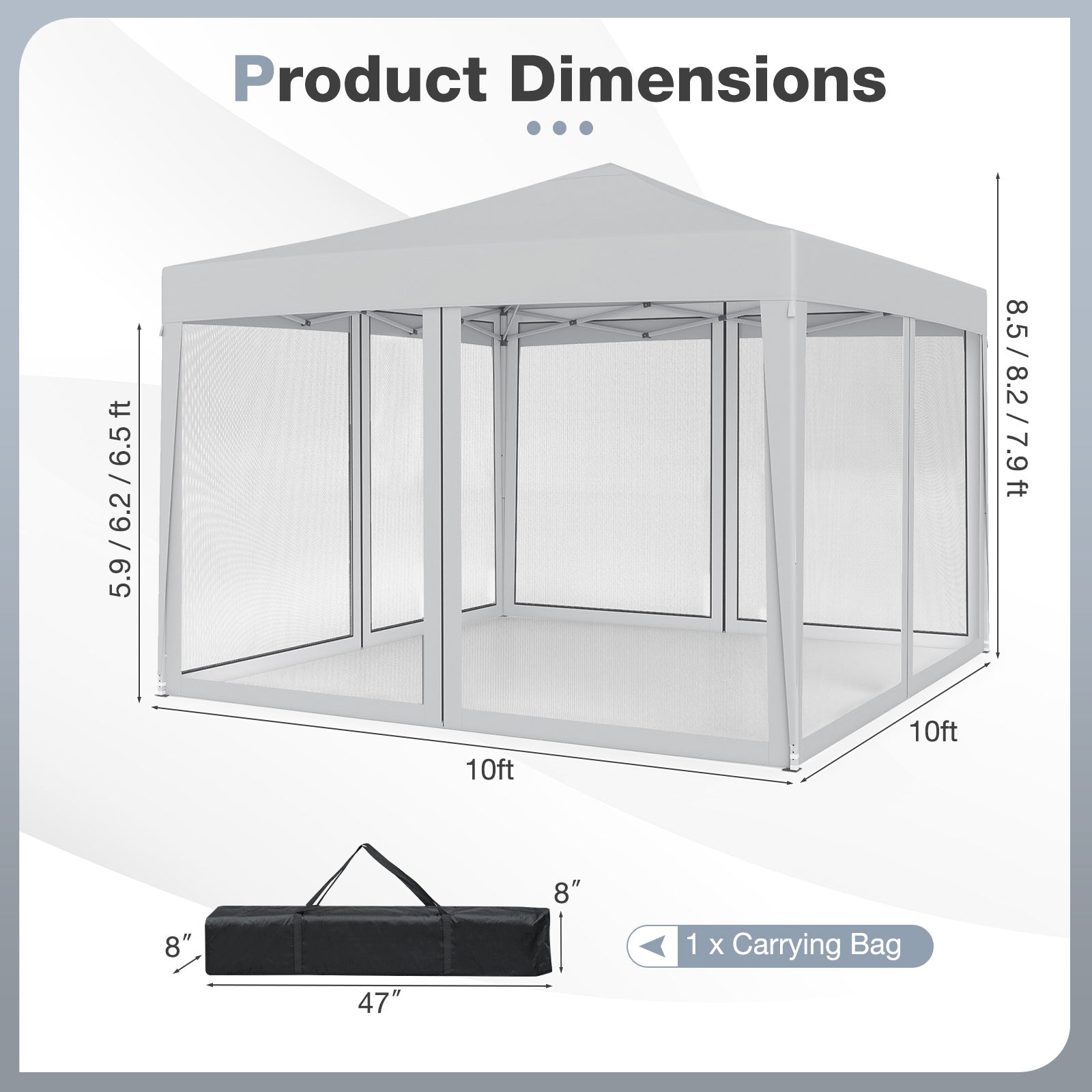 10 FT x 10 FT Pop-Up Canopy Tent, Easy Setup, Mesh Netting, Beige Canopies at Gallery Canada