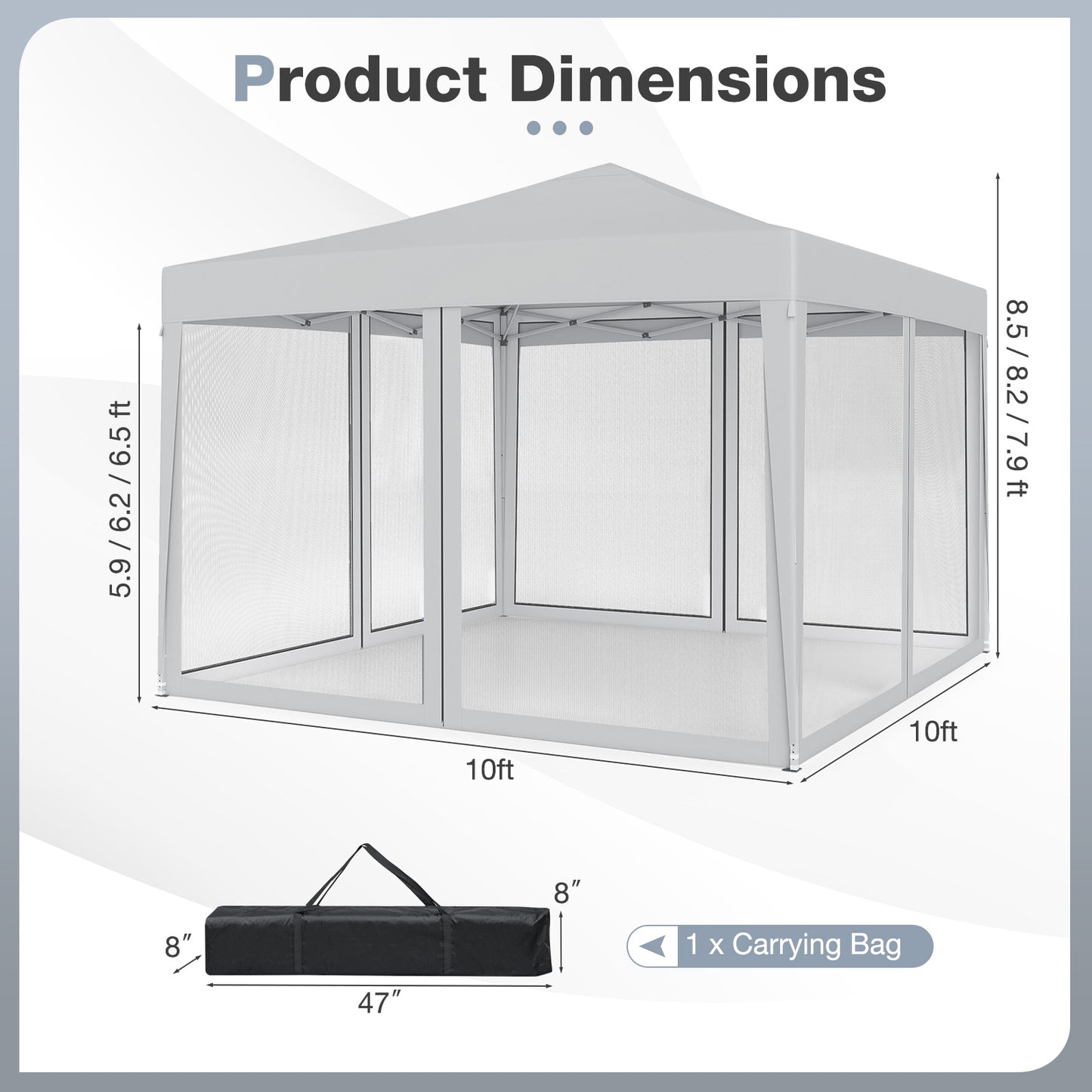 10 FT x 10 FT Pop-Up Canopy Tent, Easy Setup, Mesh Netting, Beige Canopies at Gallery Canada