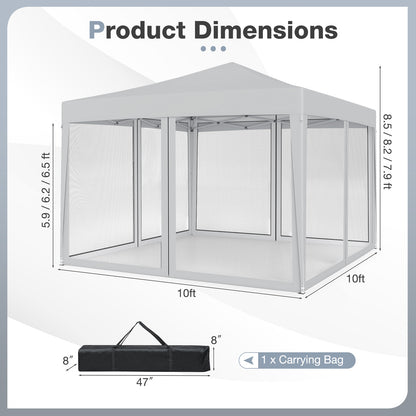 10 FT x 10 FT Pop-Up Canopy Tent, Easy Setup, Mesh Netting, Beige Canopies at Gallery Canada