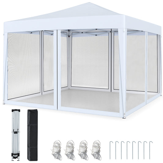 10 FT x 10 FT Pop-Up Canopy Tent, Easy Setup, White Canopies White at Gallery Canada