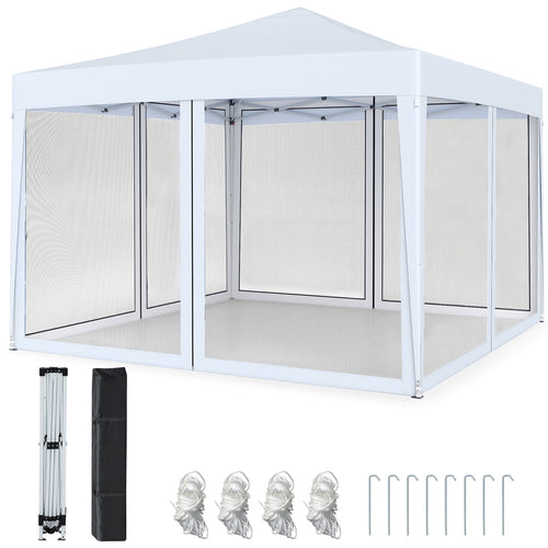 10 FT x 10 FT Pop-Up Canopy Tent, Easy Setup, White