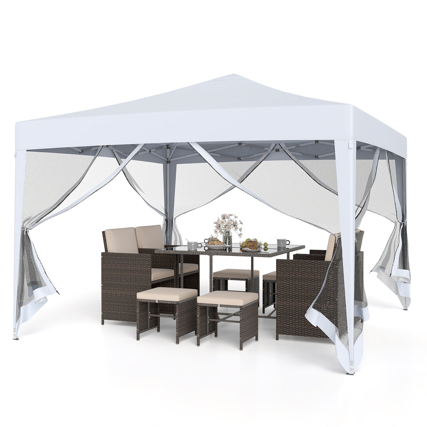 10 FT x 10 FT Pop-Up Canopy Tent, Easy Setup, White Canopies at Gallery Canada