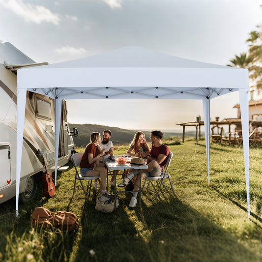 10 FT x 10 FT Pop-Up Canopy Tent, Easy Setup, White Canopies White at Gallery Canada