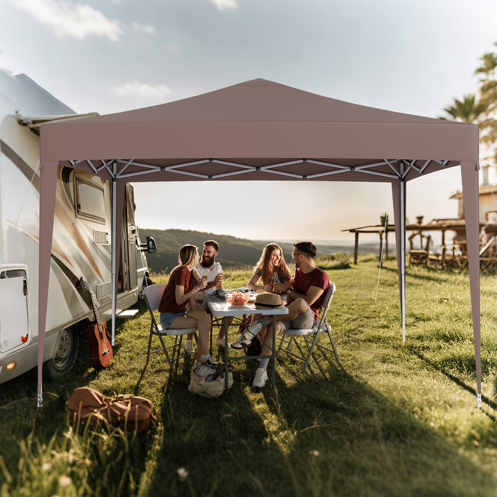 10 FT x 10 FT Pop-Up Canopy Tent, Easy Setup, Mesh Netting, Coffee Canopies at Gallery Canada