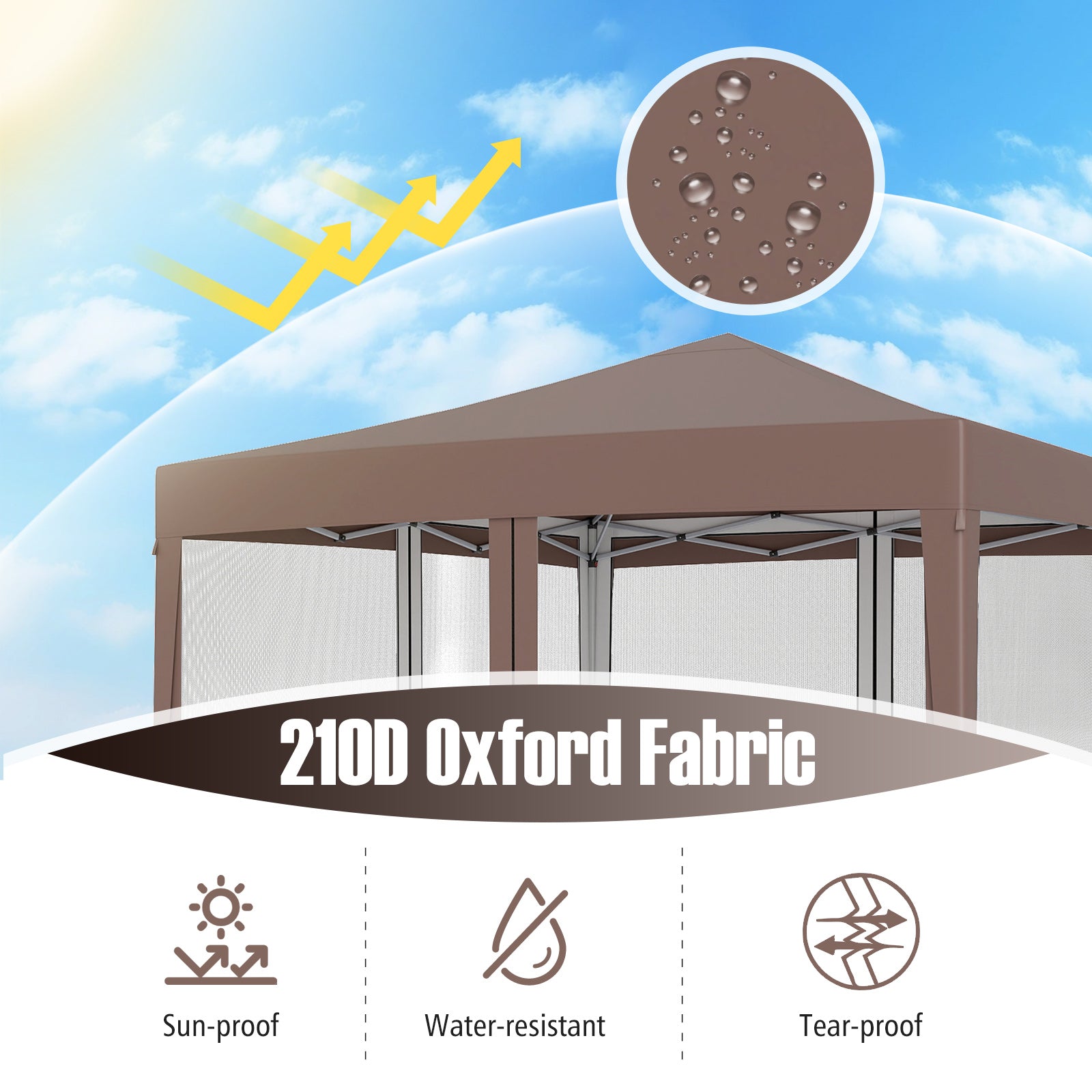 10 FT x 10 FT Pop-Up Canopy Tent, Easy Setup, Mesh Netting, Coffee Canopies at Gallery Canada