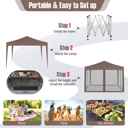 10 FT x 10 FT Pop-Up Canopy Tent, Easy Setup, Mesh Netting, Coffee Canopies at Gallery Canada
