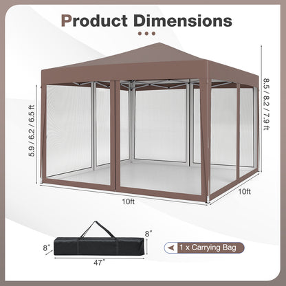 10 FT x 10 FT Pop-Up Canopy Tent, Easy Setup, Mesh Netting, Coffee Canopies at Gallery Canada