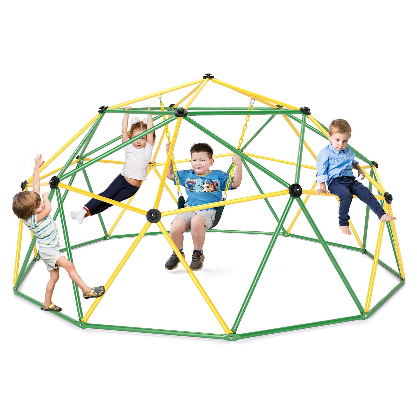 10 Feet Dome Climber With Swing, 800 Lbs Load Capacity, Green Climbers & Slides at Gallery Canada