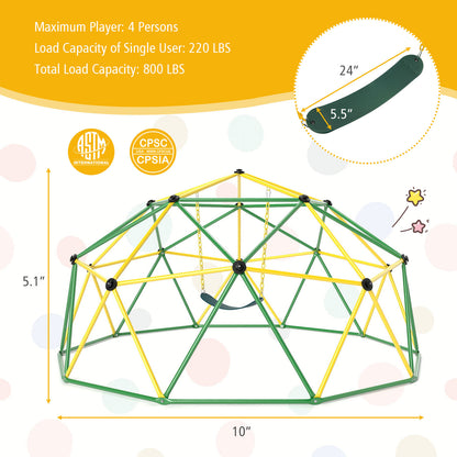 10 Feet Dome Climber With Swing, 800 Lbs Load Capacity, Green Climbers & Slides at Gallery Canada