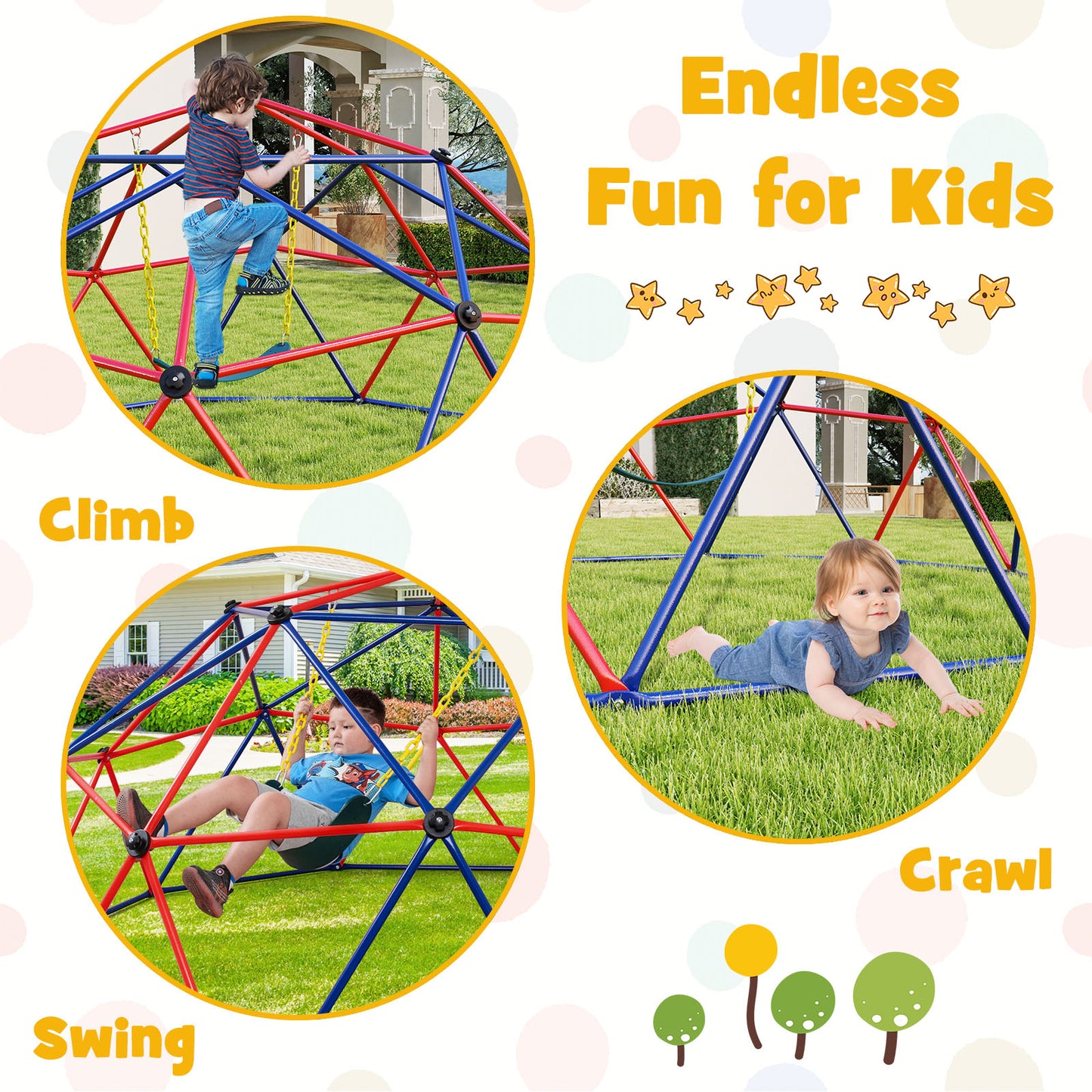 10 Feet Dome Climber, Swing, 800 Lbs Capacity, Red Climbers & Slides at Gallery Canada