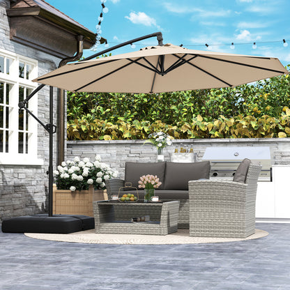 10 Feet Offset Hanging Umbrella, Tilt, Beige Outdoor Umbrellas at Gallery Canada