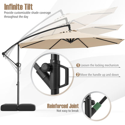 10 Feet Offset Hanging Umbrella, Tilt, Beige Outdoor Umbrellas at Gallery Canada