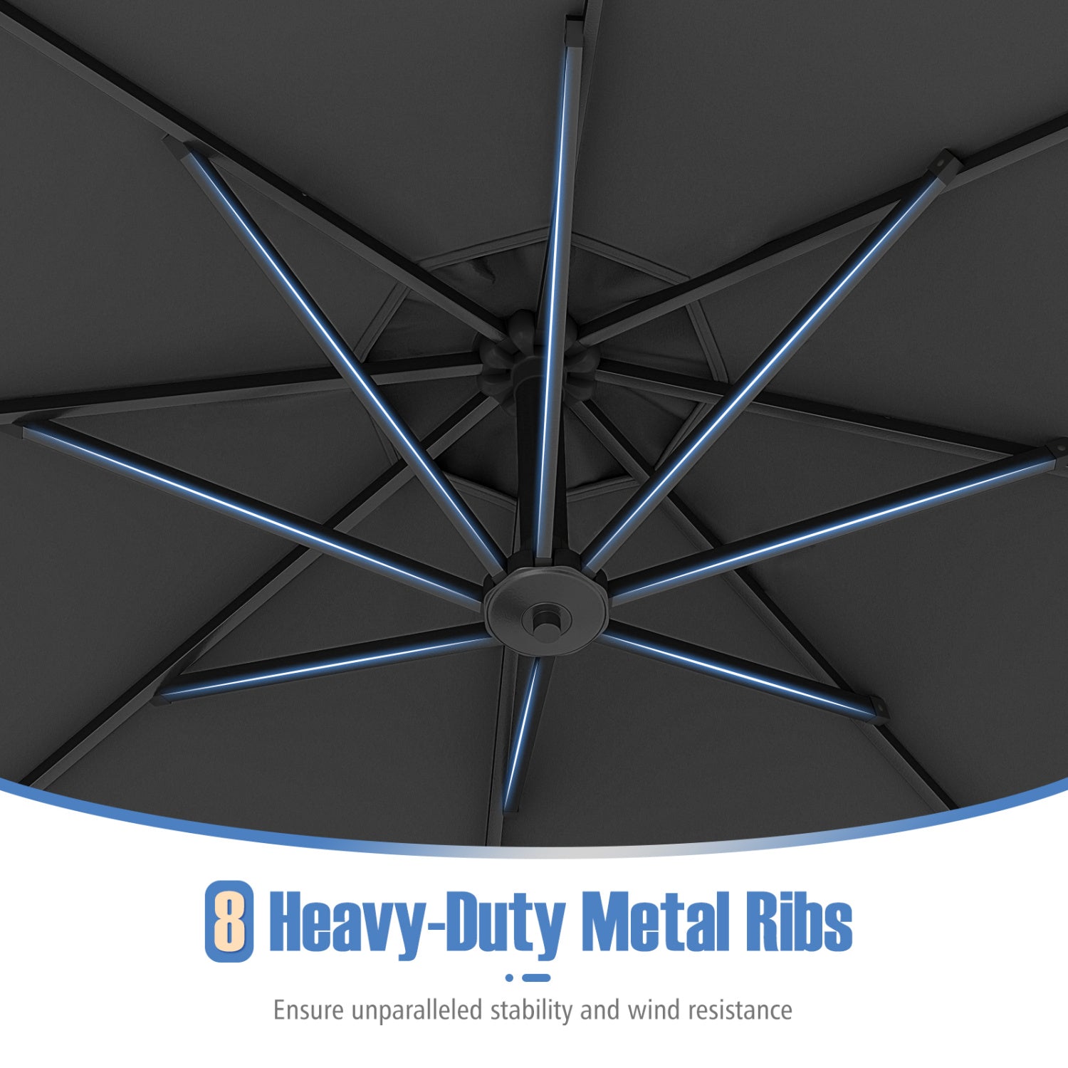 10 Feet Offset Hanging Patio Umbrella with Tilt, Gray Outdoor Umbrellas at Gallery Canada
