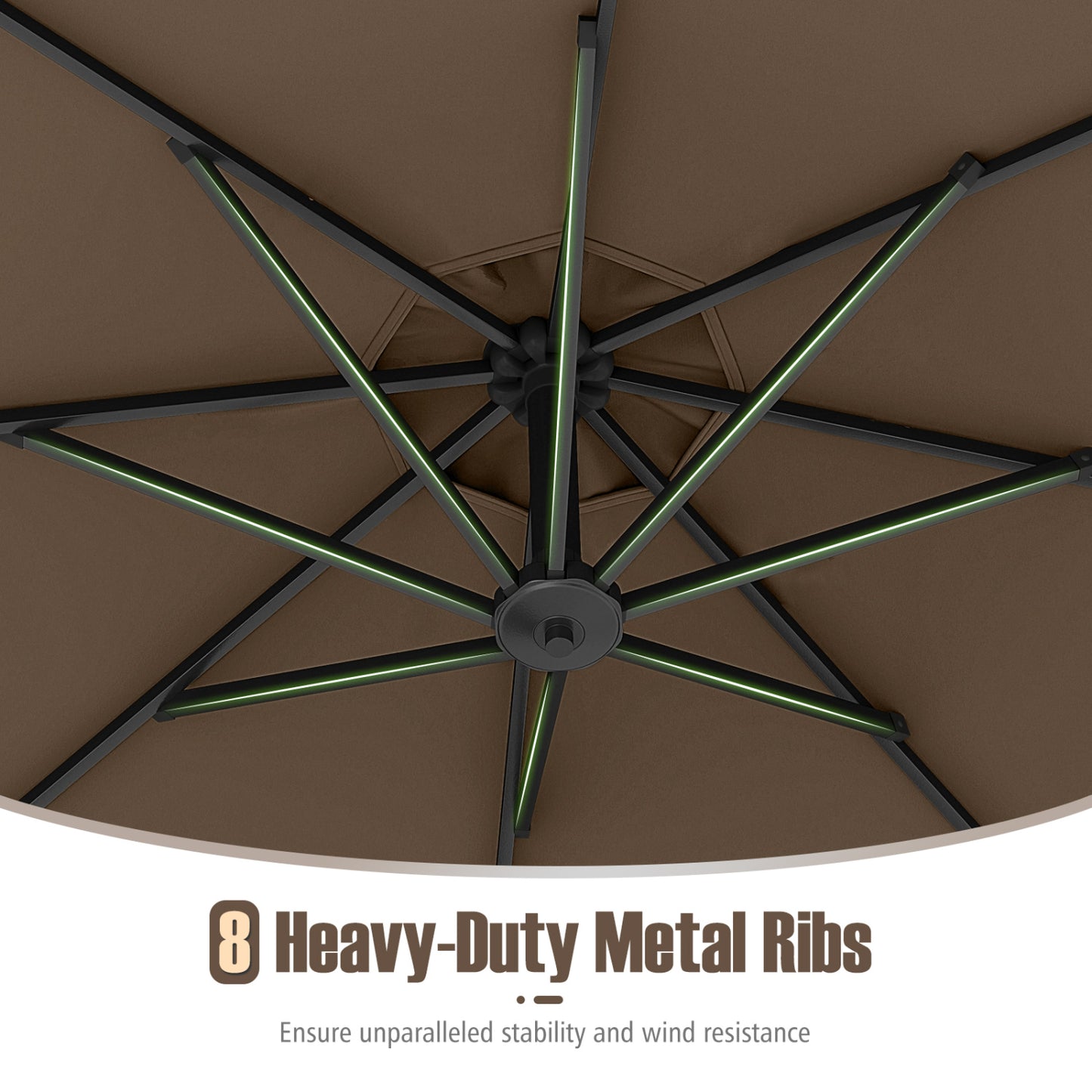 10 Feet Offset Hanging Patio Umbrella With Tilt, Taupe Outdoor Umbrellas at Gallery Canada