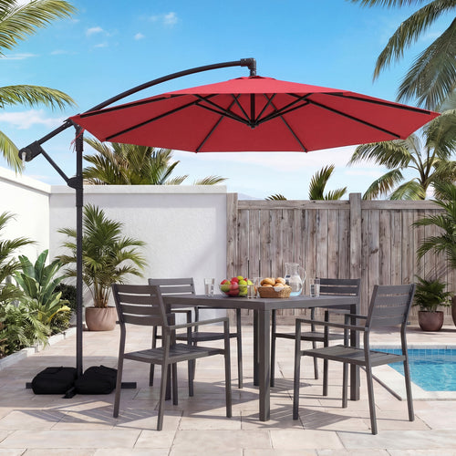 10 Feet Offset Patio Umbrella With Tilt, Red