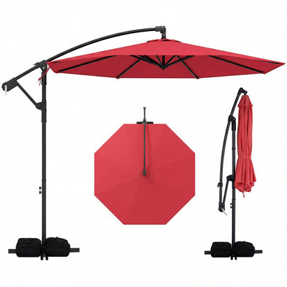 10 Feet Offset Patio Umbrella With Tilt, Red Outdoor Umbrellas at Gallery Canada