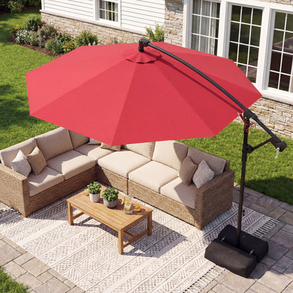 10 Feet Offset Patio Umbrella With Tilt, Red Outdoor Umbrellas at Gallery Canada
