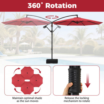 10 Feet Offset Patio Umbrella With Tilt, Red Outdoor Umbrellas at Gallery Canada
