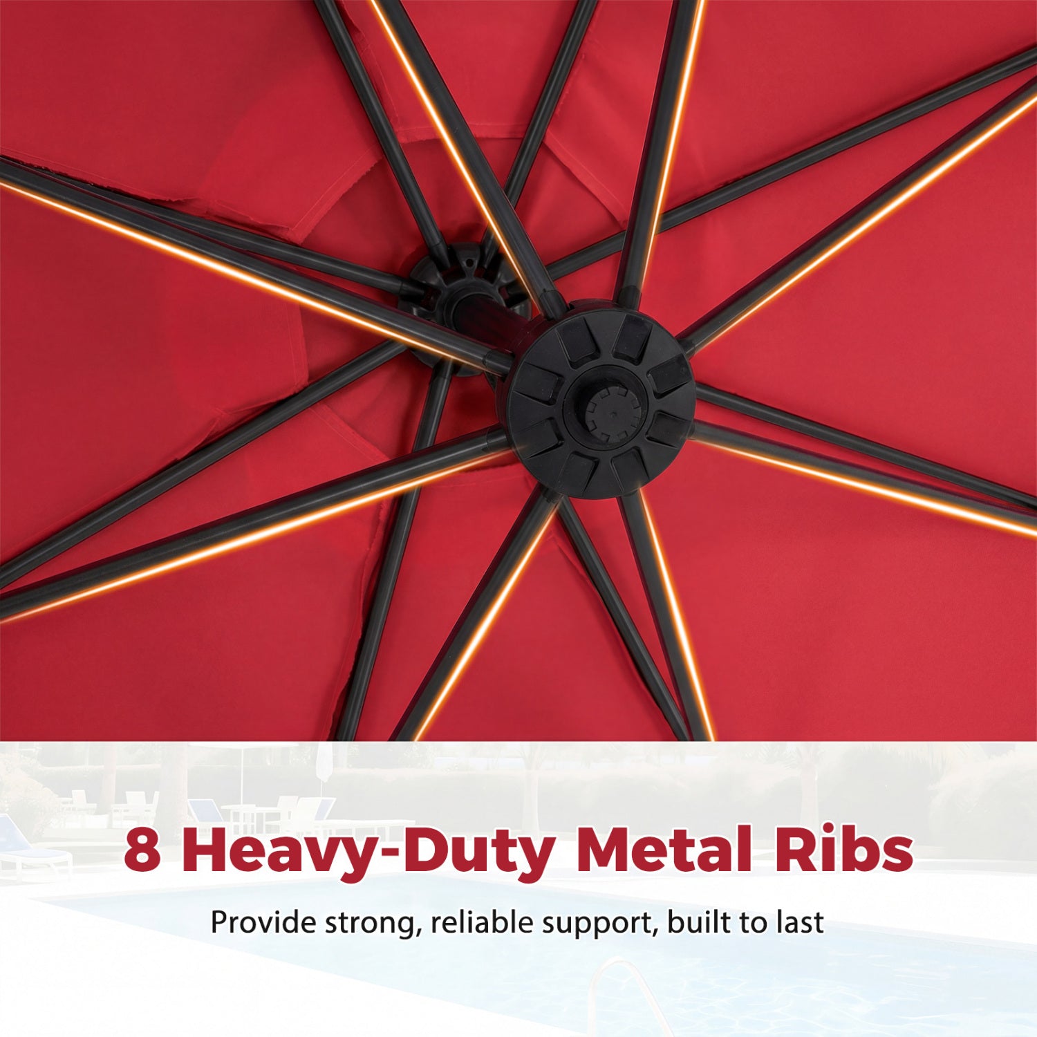10 Feet Offset Patio Umbrella With Tilt, Red Outdoor Umbrellas at Gallery Canada