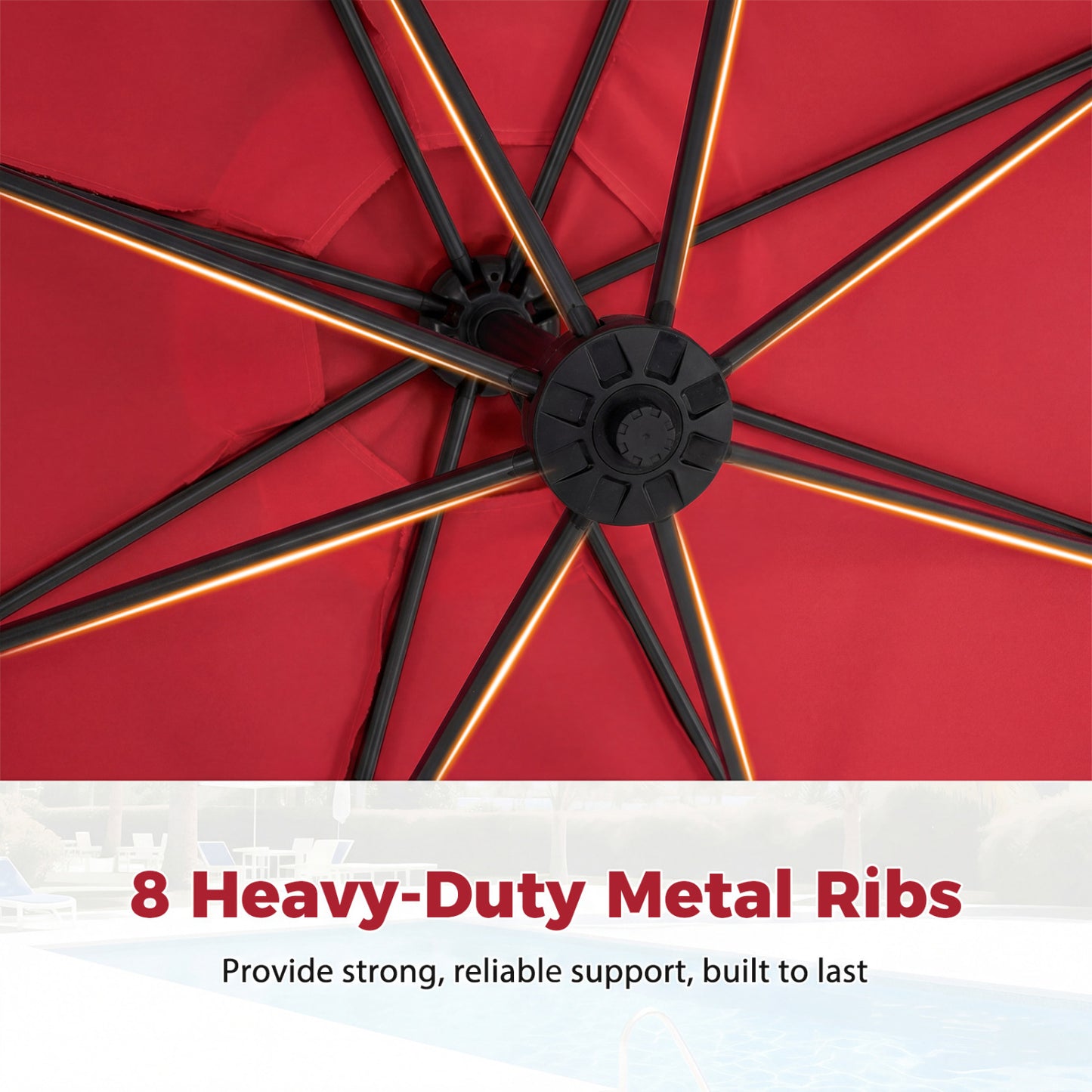 10 Feet Offset Patio Umbrella With Tilt, Red Outdoor Umbrellas at Gallery Canada